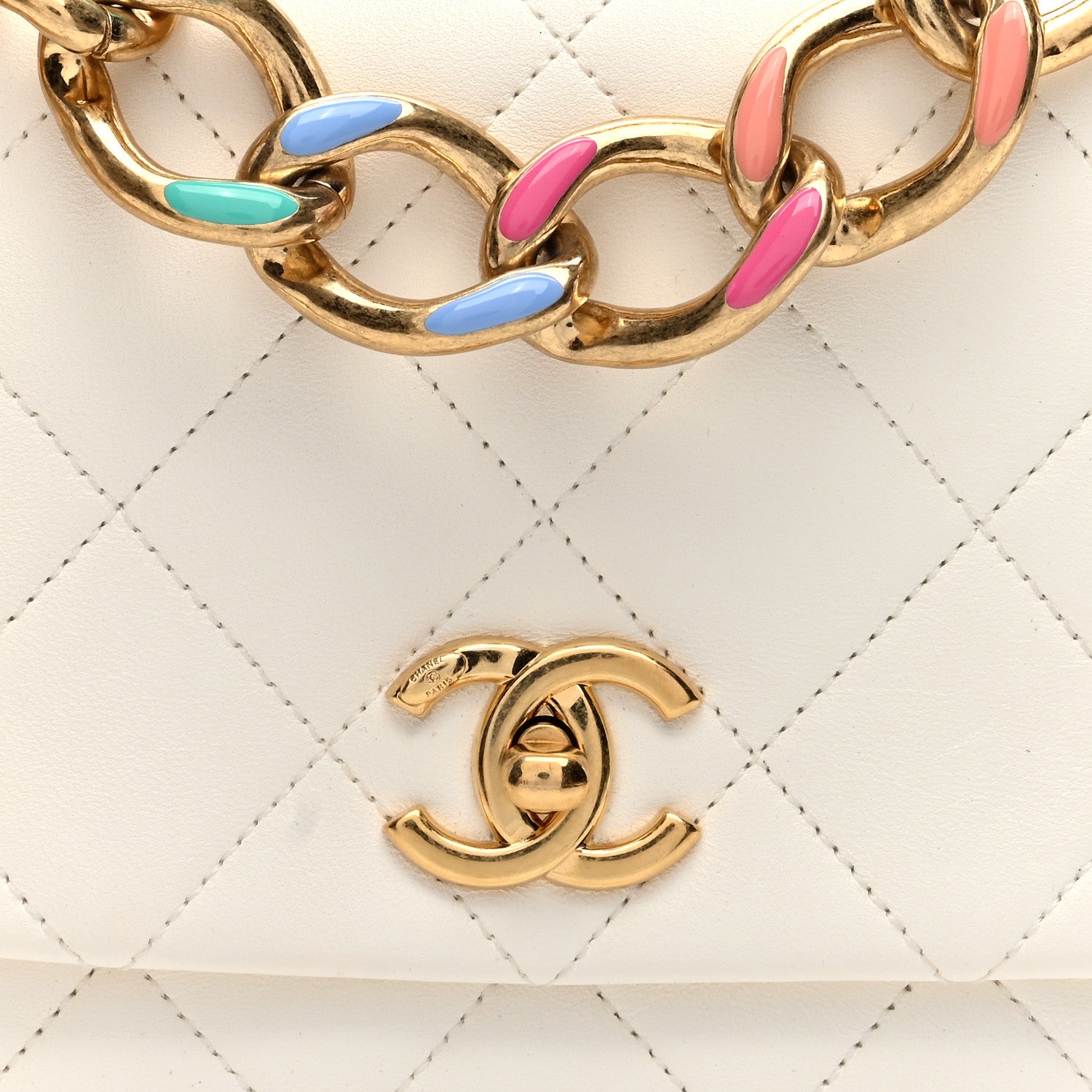 Chanel Lambskin Quilted Small Color Match Flap White Multicolor 8 of 10