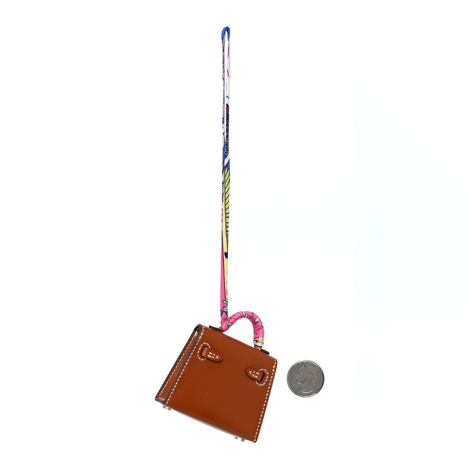 Hermes Tadelakt Mini Kelly Twilly Bag Charm Fauve 2 of 4
