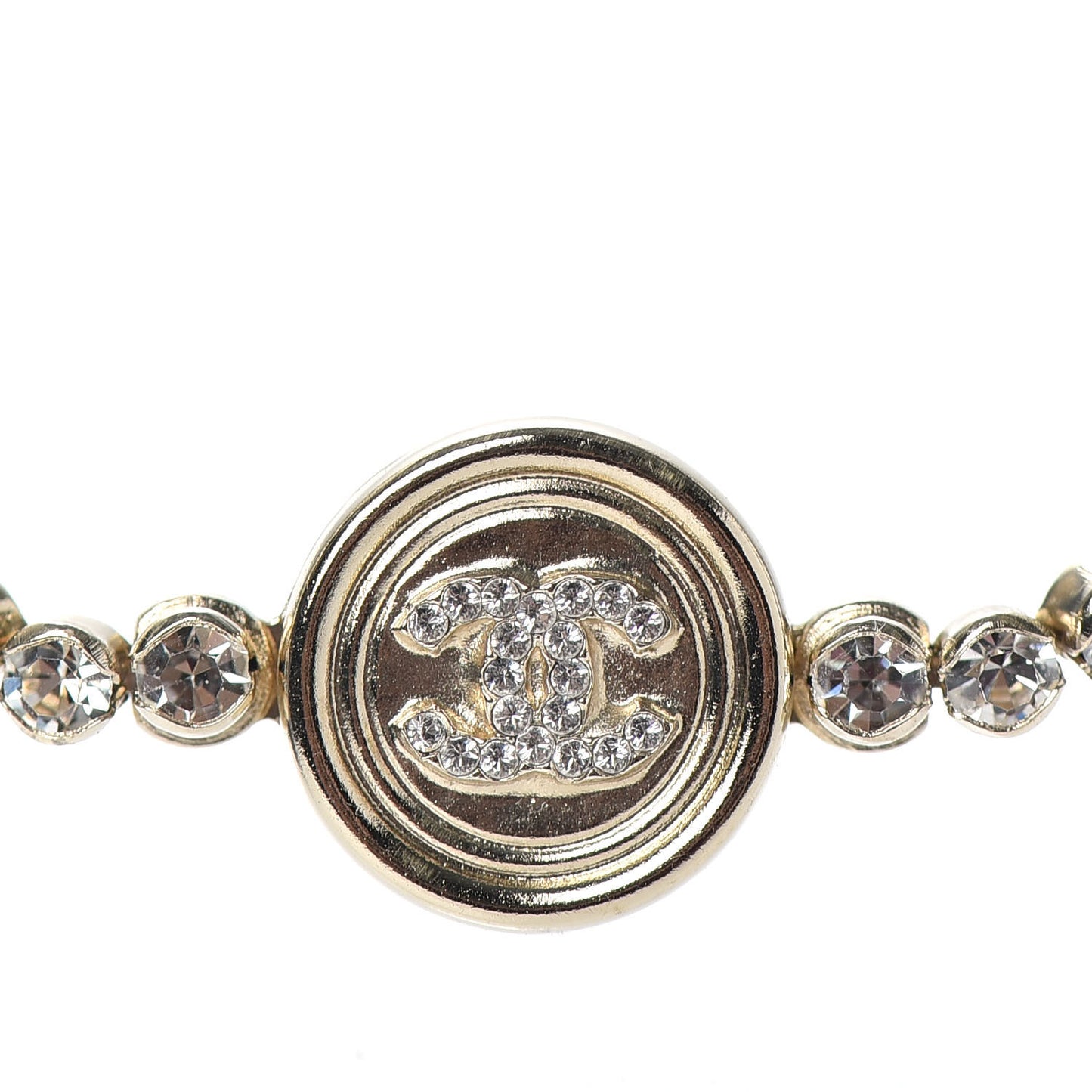 Crystal CC Chain Short Necklace Gold
