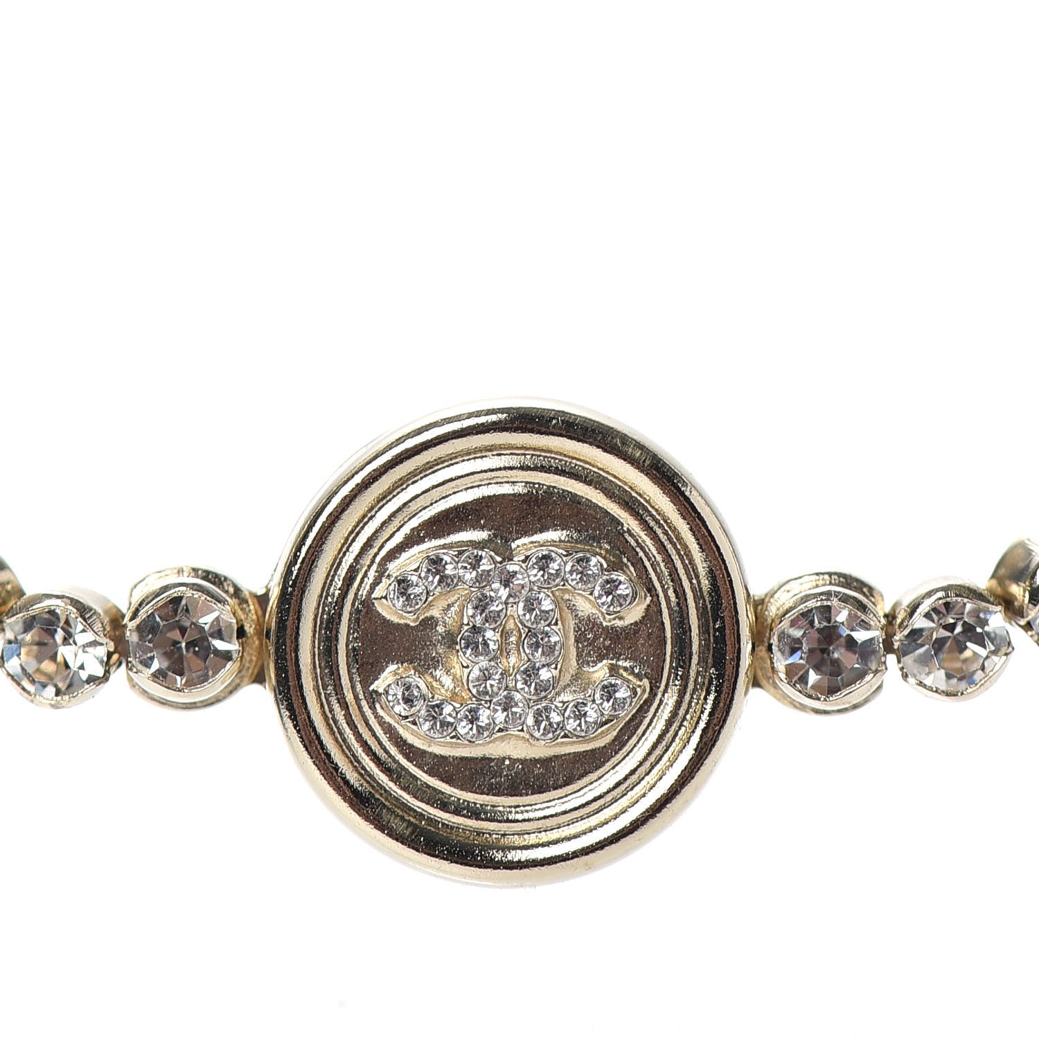 Chanel Crystal CC Chain Short Necklace Gold 4 of 5
