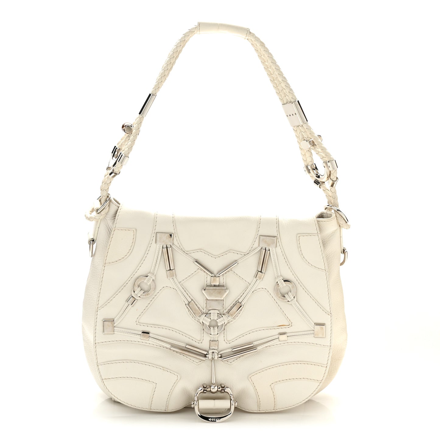 Calfskin Techno Horsebit Large Flap White