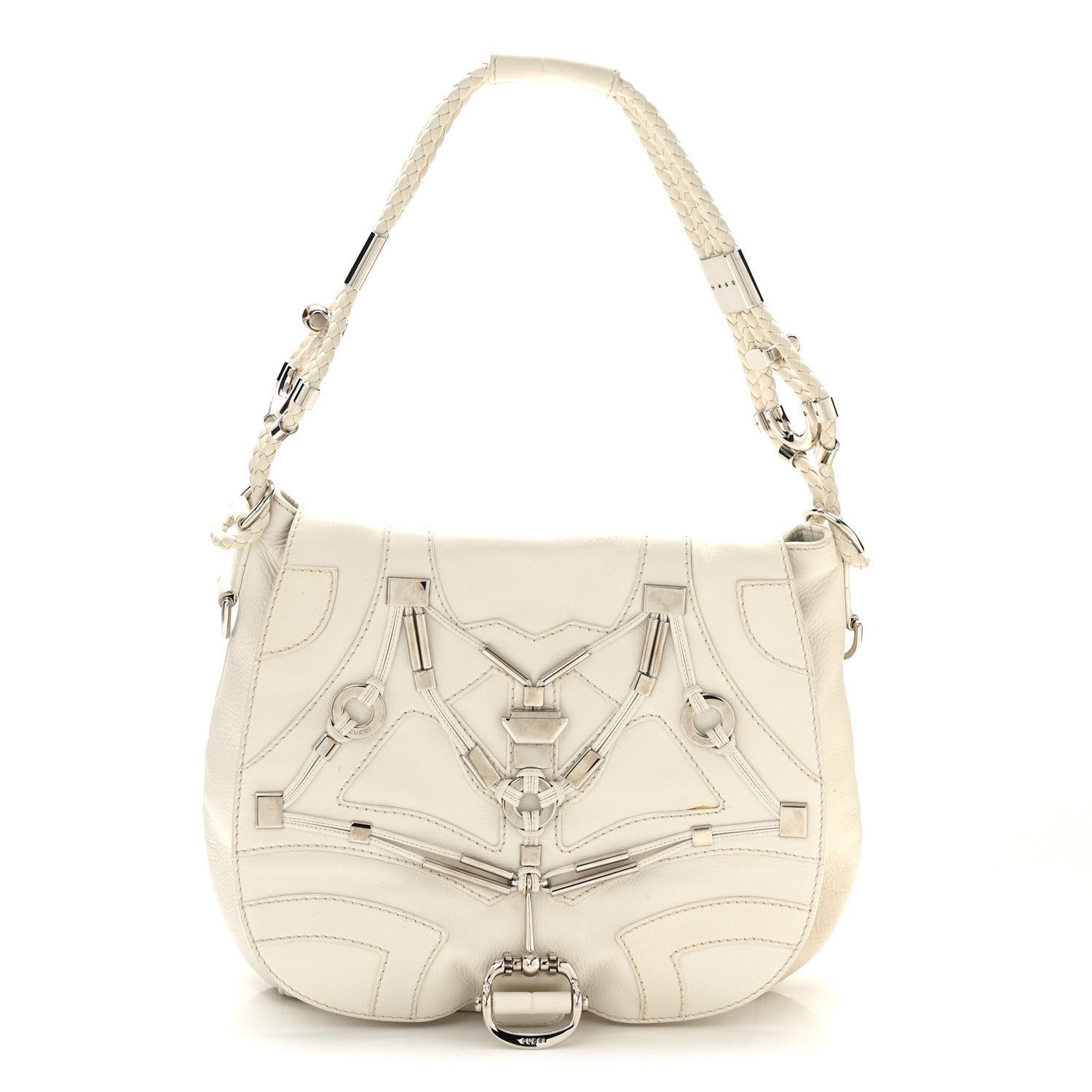 Gucci Calfskin Techno Horsebit Large Flap White 1 of 15