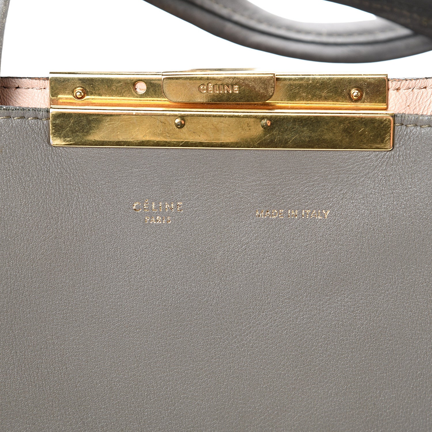 Celine Calfskin Clasp Vertical Cabas Grey 5 of 15