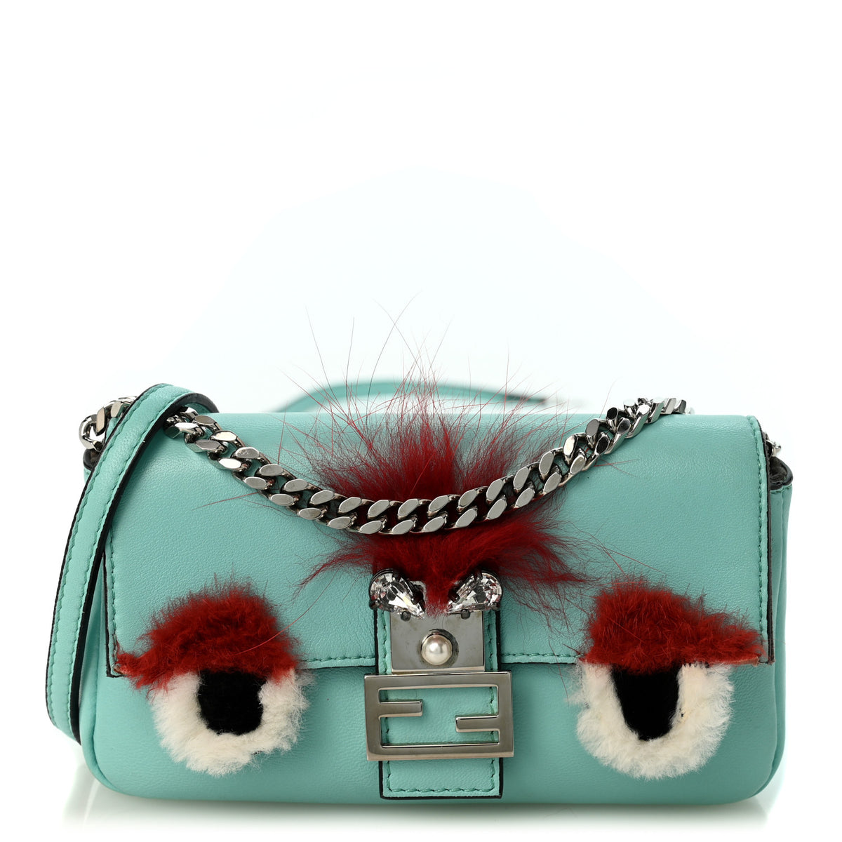 Nappa Rabbit Fox Fur Micro Buggie Baguette Tiffany