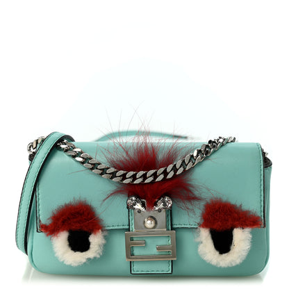 Fendi Nappa Rabbit Fox Fur Micro Buggie Baguette Tiffany 1 of 9