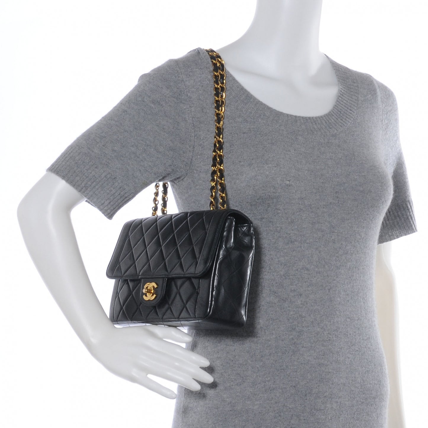 Lambskin Single Flap Black