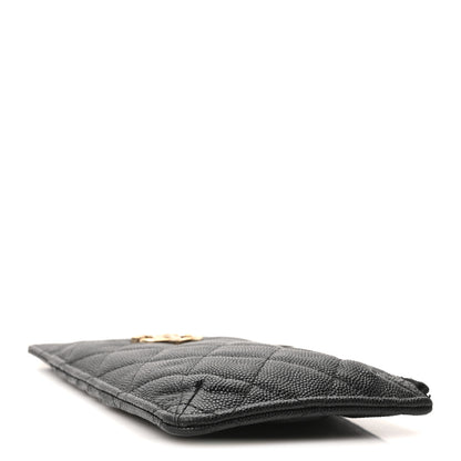 Chanel Caviar Quilted Striated Classic Flat Wallet Pouch  Black 4 of 11