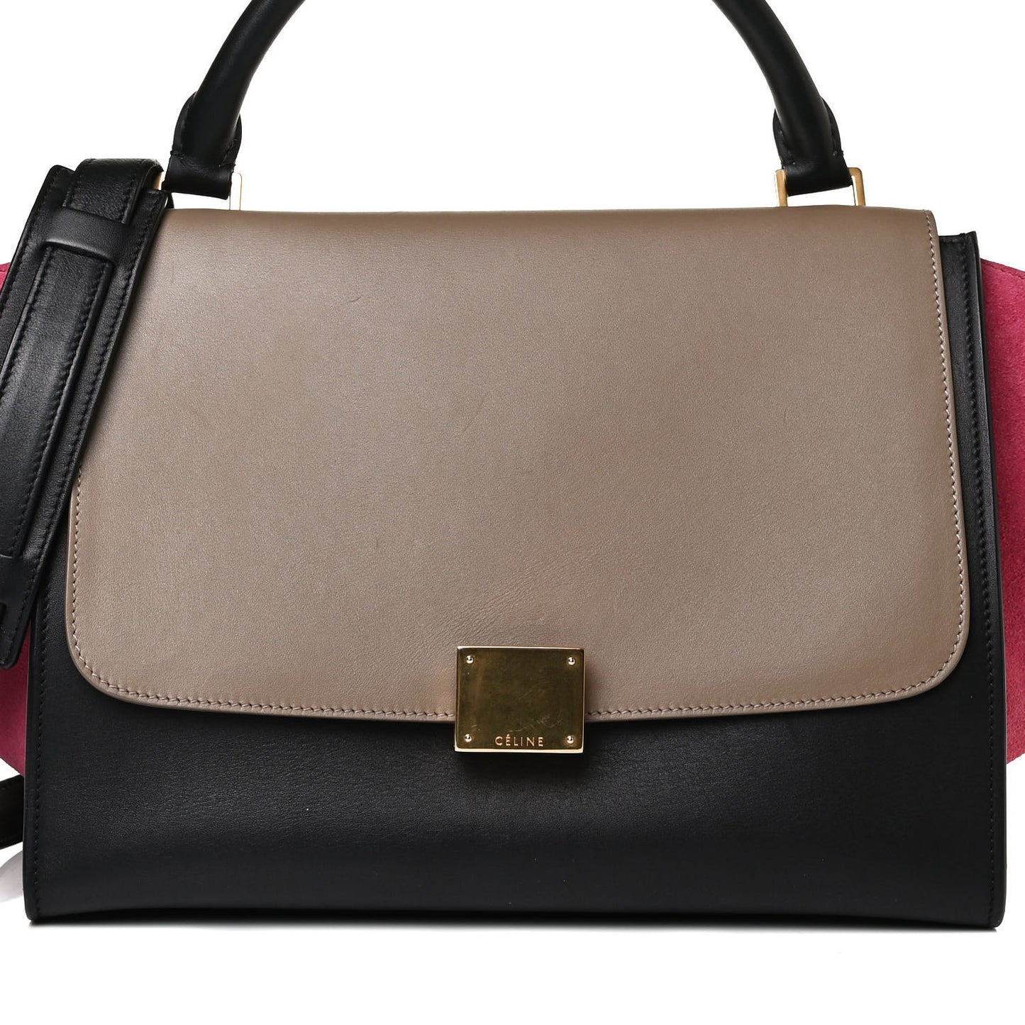 Smooth Calfskin Suede Small Tri-Color Trapeze Pink