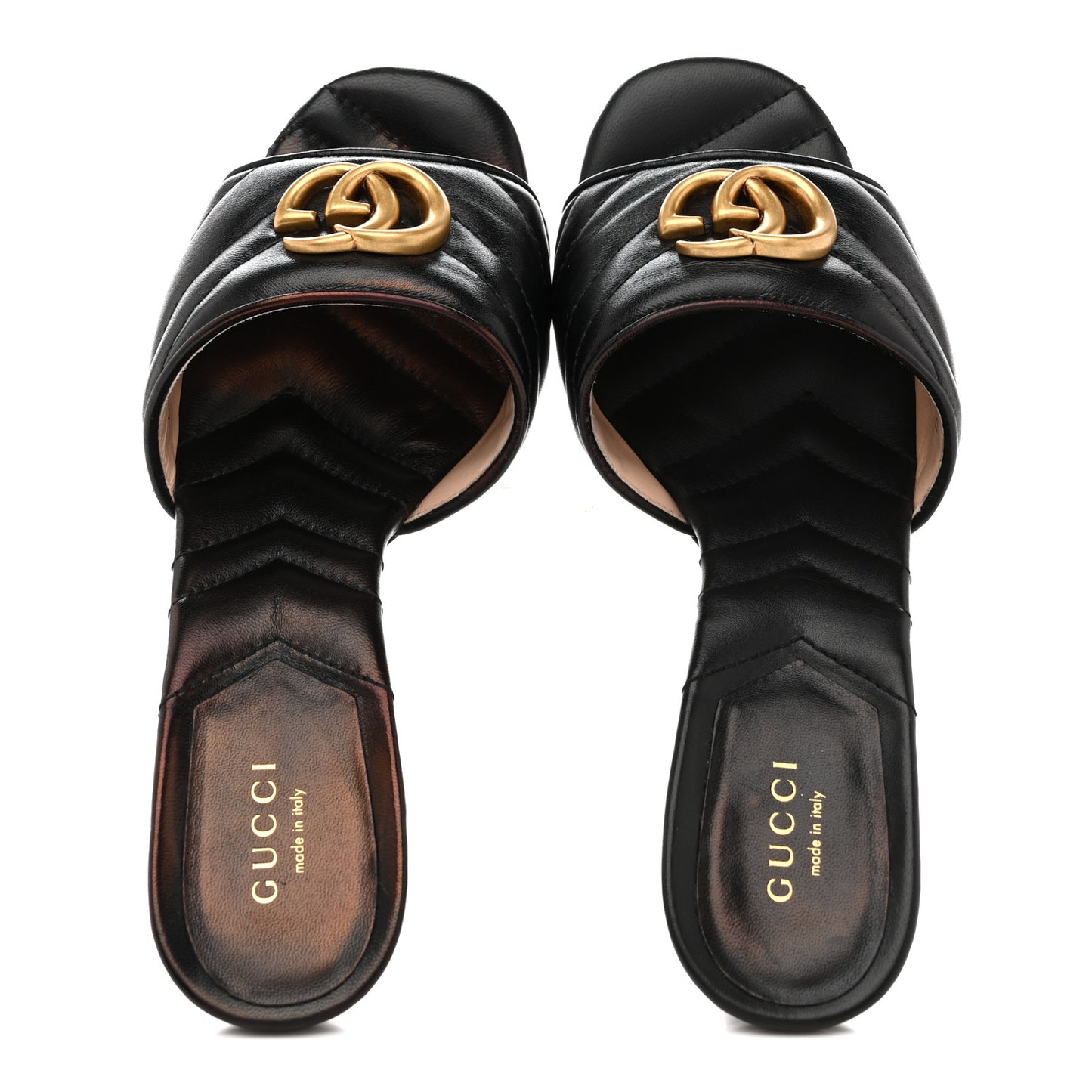 Nappa Matelasse GG Marmont 75mm Slide Sandals 37 Black