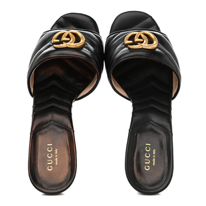 Gucci Nappa Matelasse GG Marmont 75mm Slide Sandals 37 Black 2 of 10