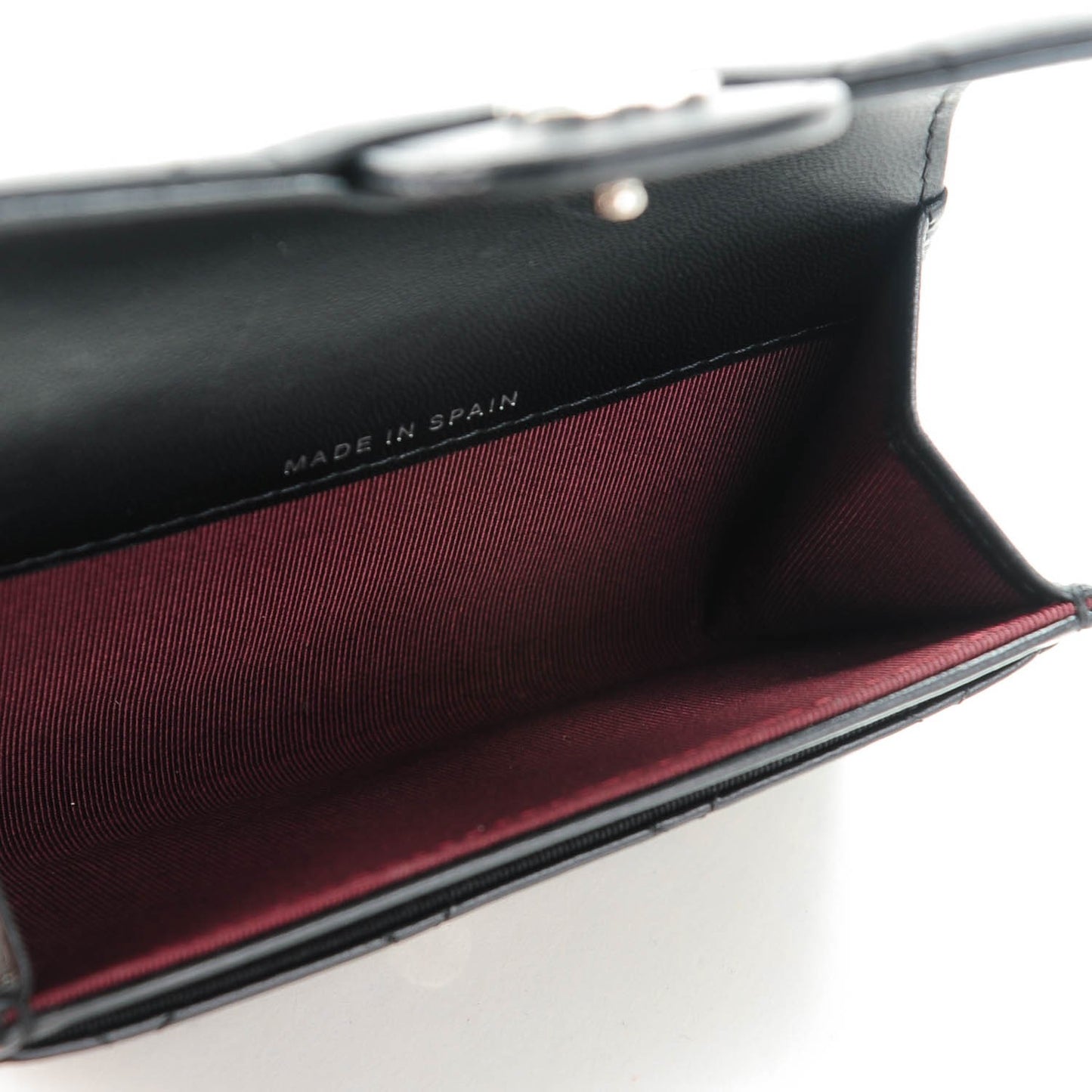 Lambskin Quilted Flap Card Holder Black