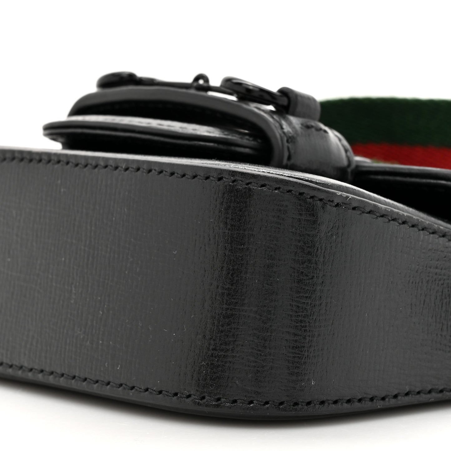 Azalea Calfskin Web Horsebit 1955 Wallet On Strap Black