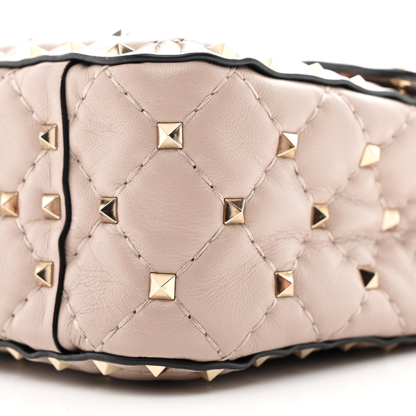 Lambskin Medium Rockstud Spike Shoulder Bag Poudre