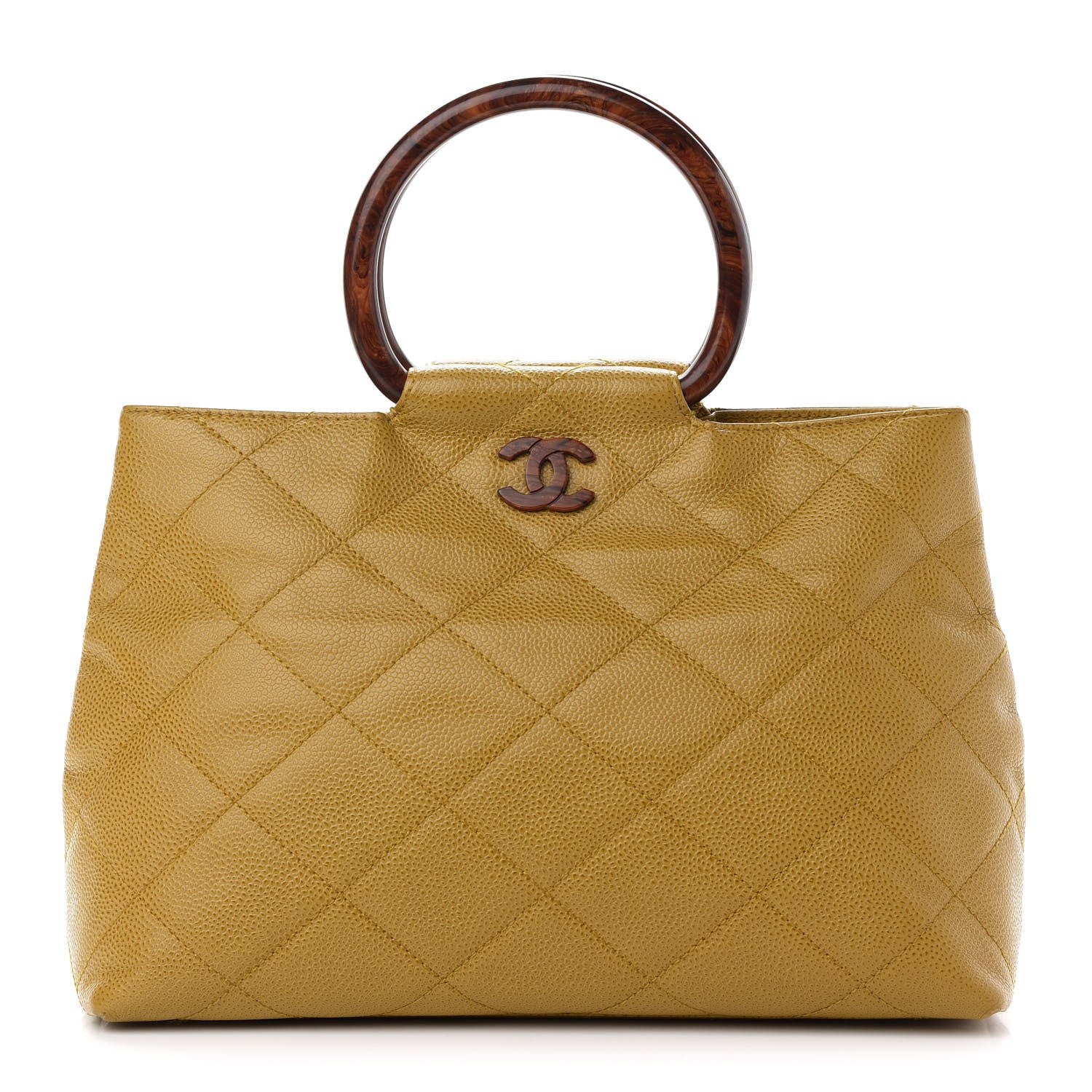 Chanel Caviar CC Wood Handle Tote Beige 1 of 11