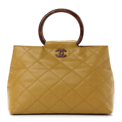 Chanel Caviar CC Wood Handle Tote Beige 1 of 11
