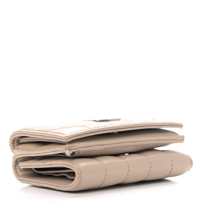 Saint Laurent Lambskin Y Quilted Monogram Loulou Tiny Wallet Nude Powder 3 of 5