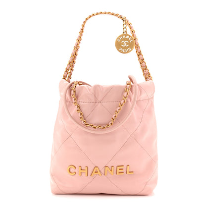Chanel Shiny Calfskin Quilted Mini Chanel 22 Light Pink 1 of 11