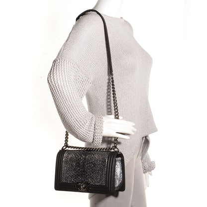 Chanel Python Calfskin Medium Boy Flap Black 2 of 8