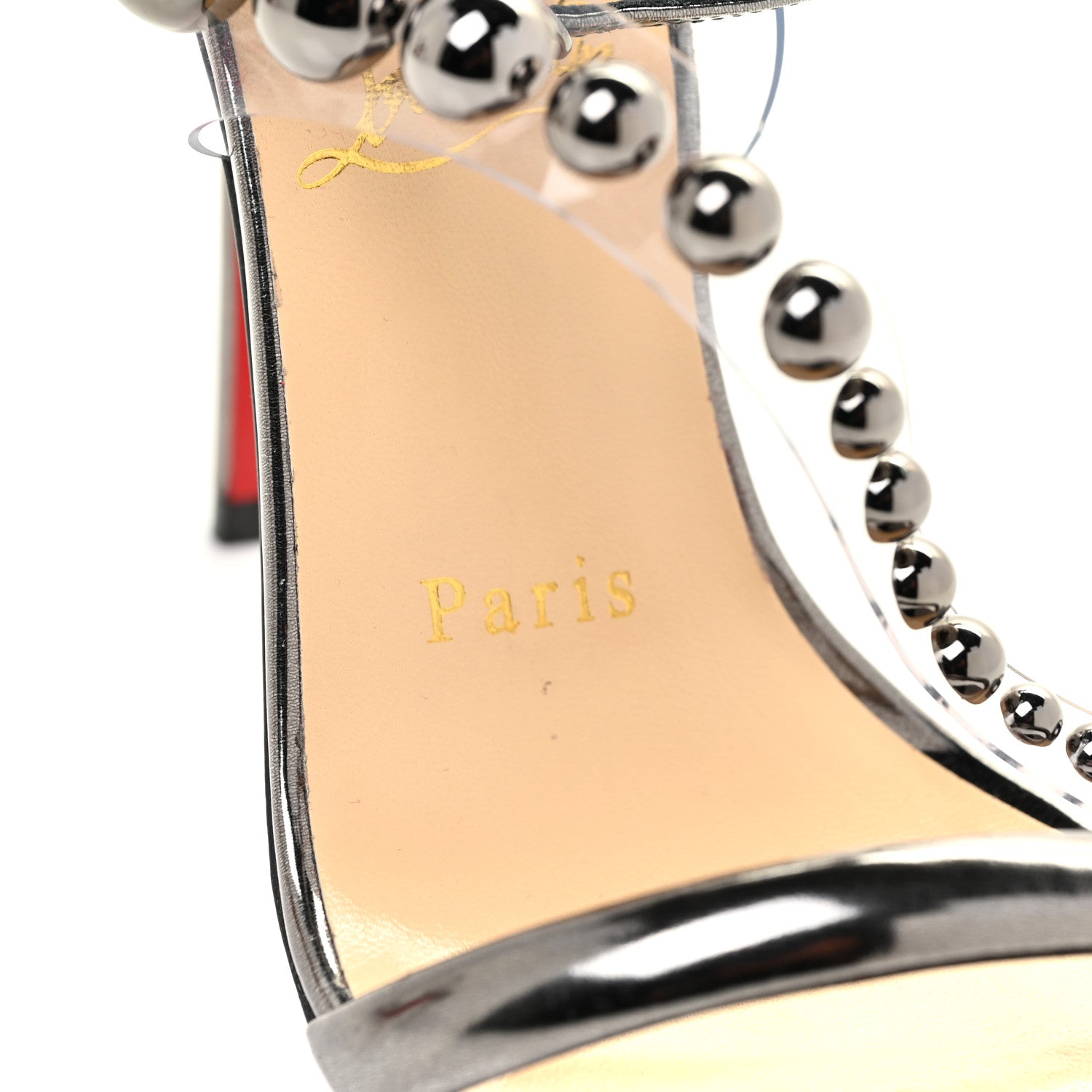 Christian Louboutin Specchio PVC Corinetta 100 Sandals 35 Gun Metal 15 of 16
