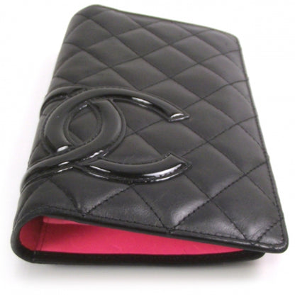 Chanel Calfskin Quilted Cambon Yen Wallet Black White 4 of 8