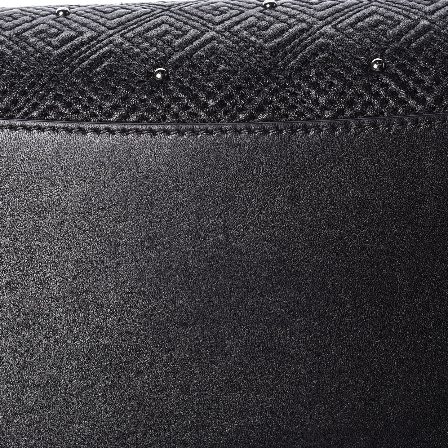 Lambskin Logo Embossed Small Studded Antigona Black