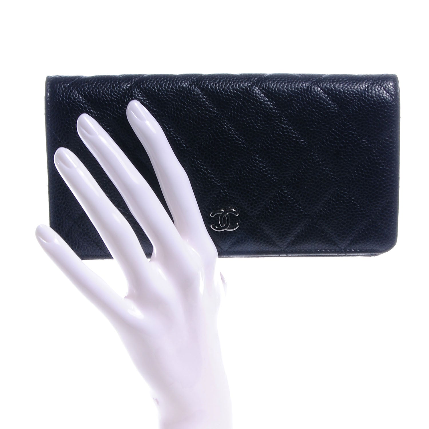 Chanel Caviar Quilted Yen Wallet Black 2 of 9