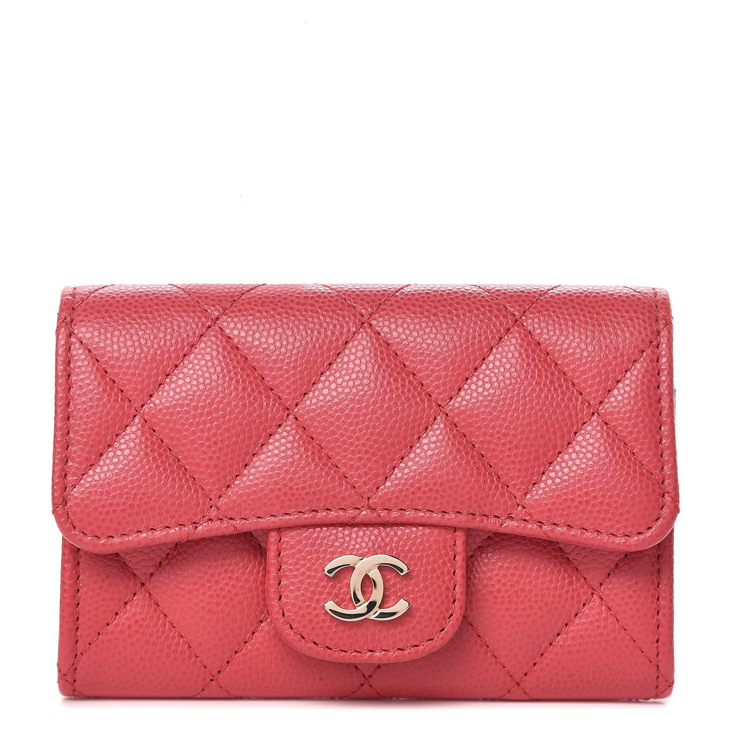 Chanel Caviar Quilted Flap Card Holder Wallet Pink 1 of 11