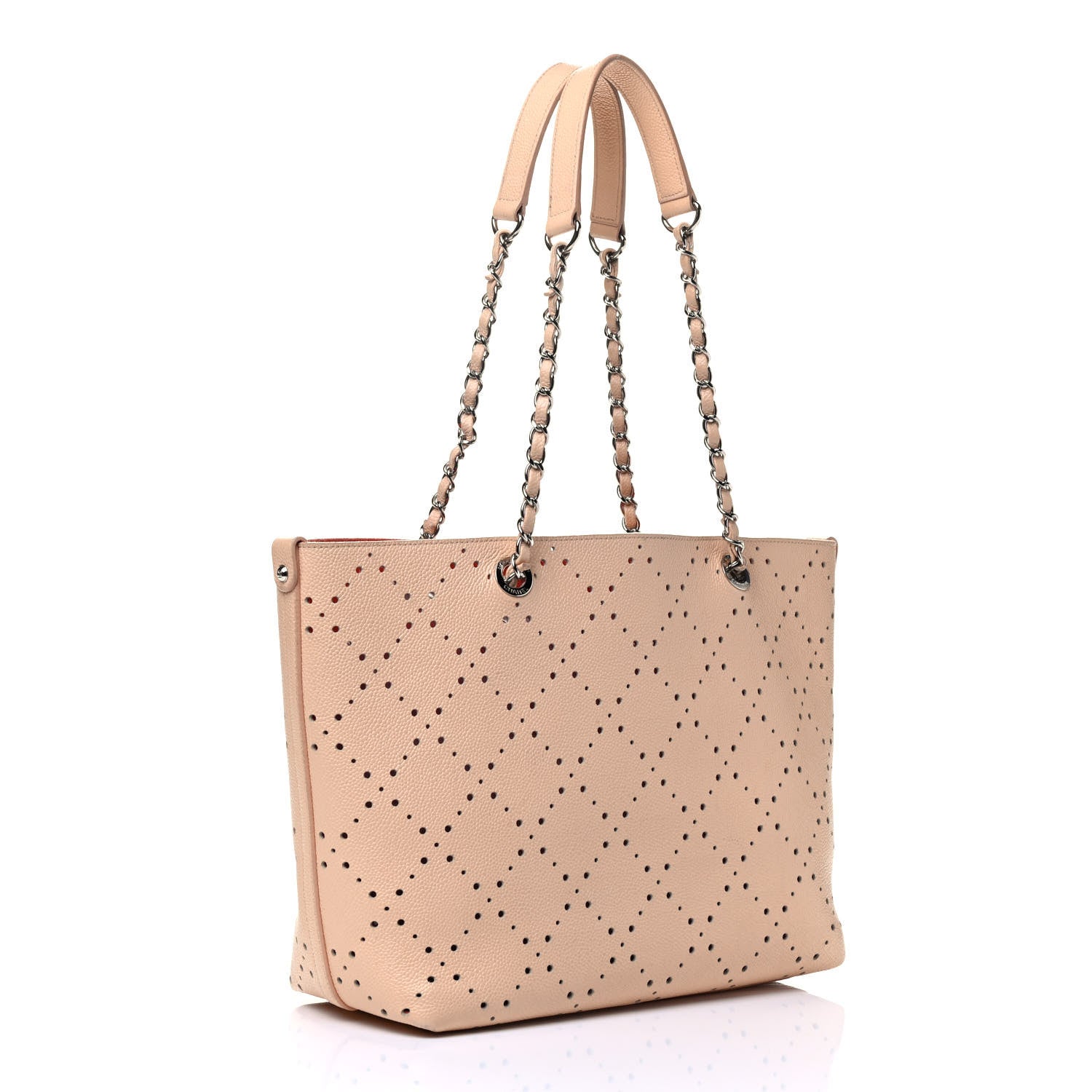 Chanel Perforated Grained Calfskin Small Shopping Tote Light Coral 3 of 8