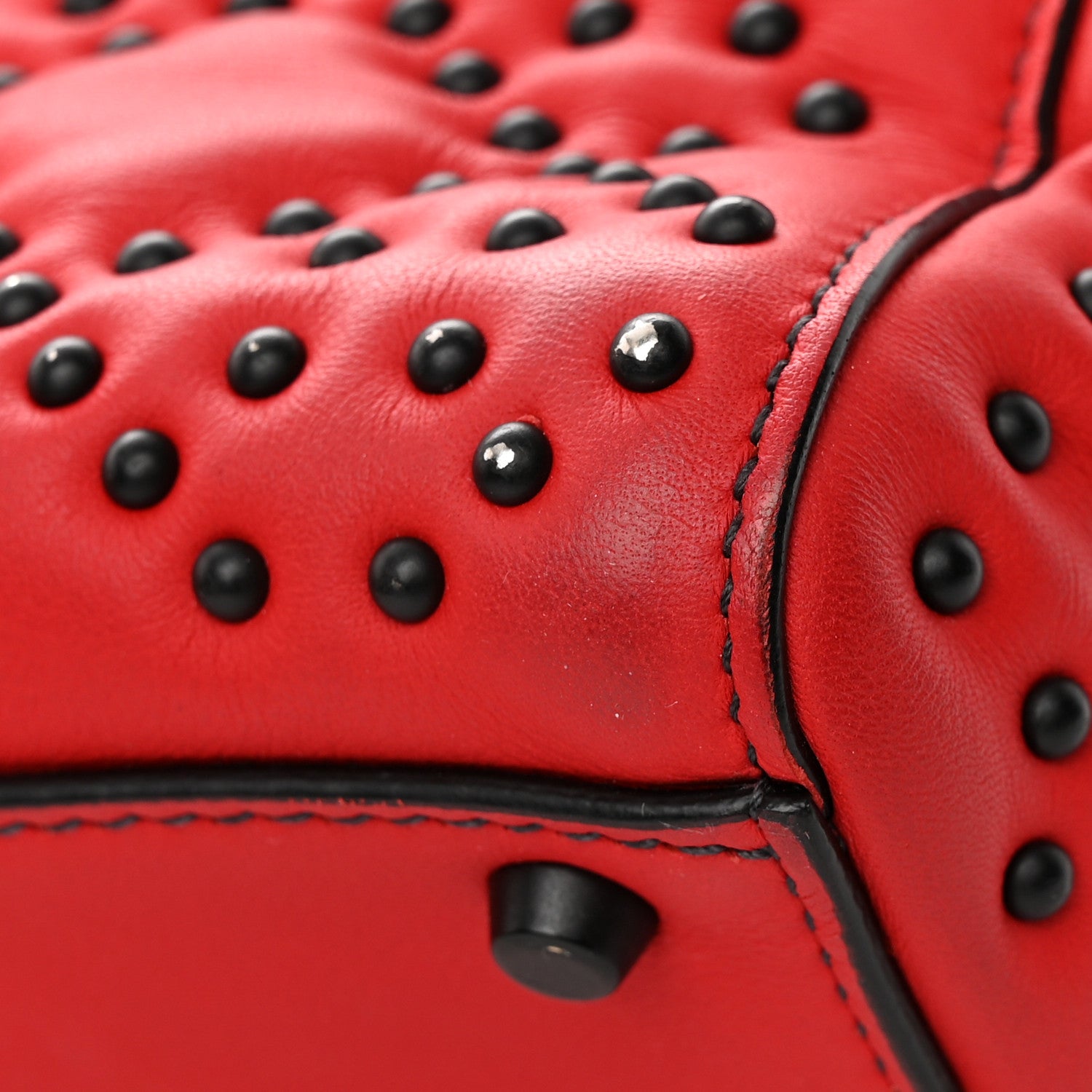 Christian Dior Ultra Matte Calfskin Studded Mini Supple Lady Dior Red Black 18 of 23