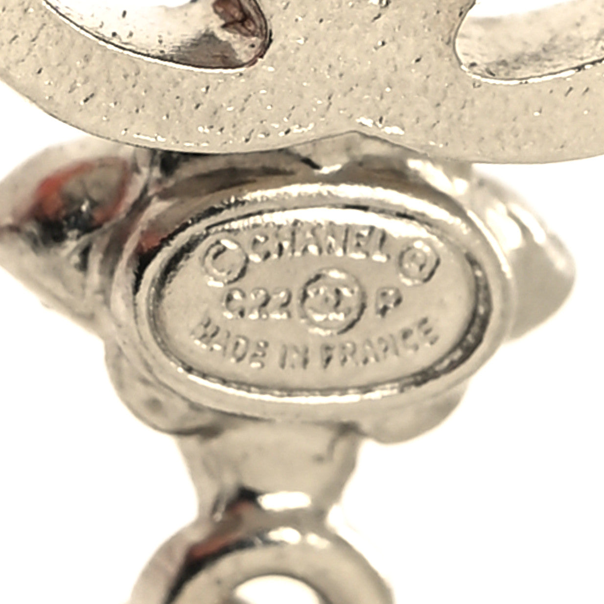 Chanel Crystal Pearl Flower CC Drop Earrings Silver 4 of 5