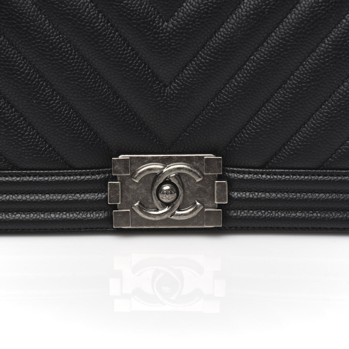 Chanel Caviar Chevron Quilted Medium Boy Flap Black 11 of 12