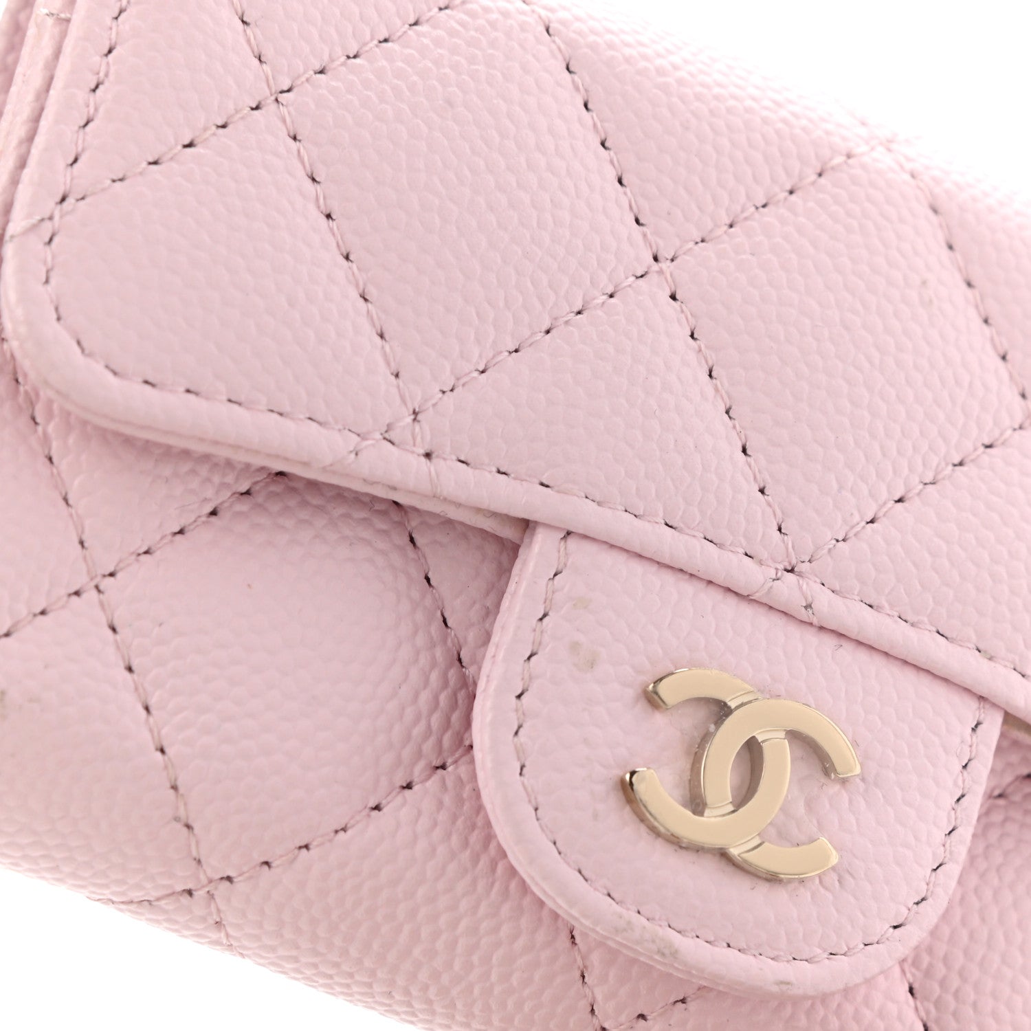 Chanel Caviar Quilted Flap Card Holder Wallet Light Pink 9 of 10