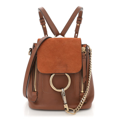 Chloe Suede Calfskin Mini Faye Backpack Tan 1 of 12
