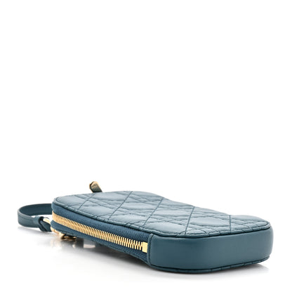 Christian Dior Lambskin Cannage Lady Dior Phone Holder Blue 4 of 10
