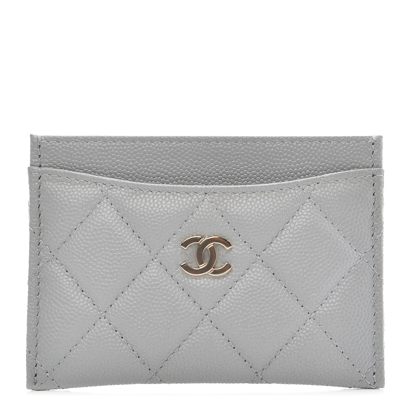 Caviar Quilted Card Holder Grey