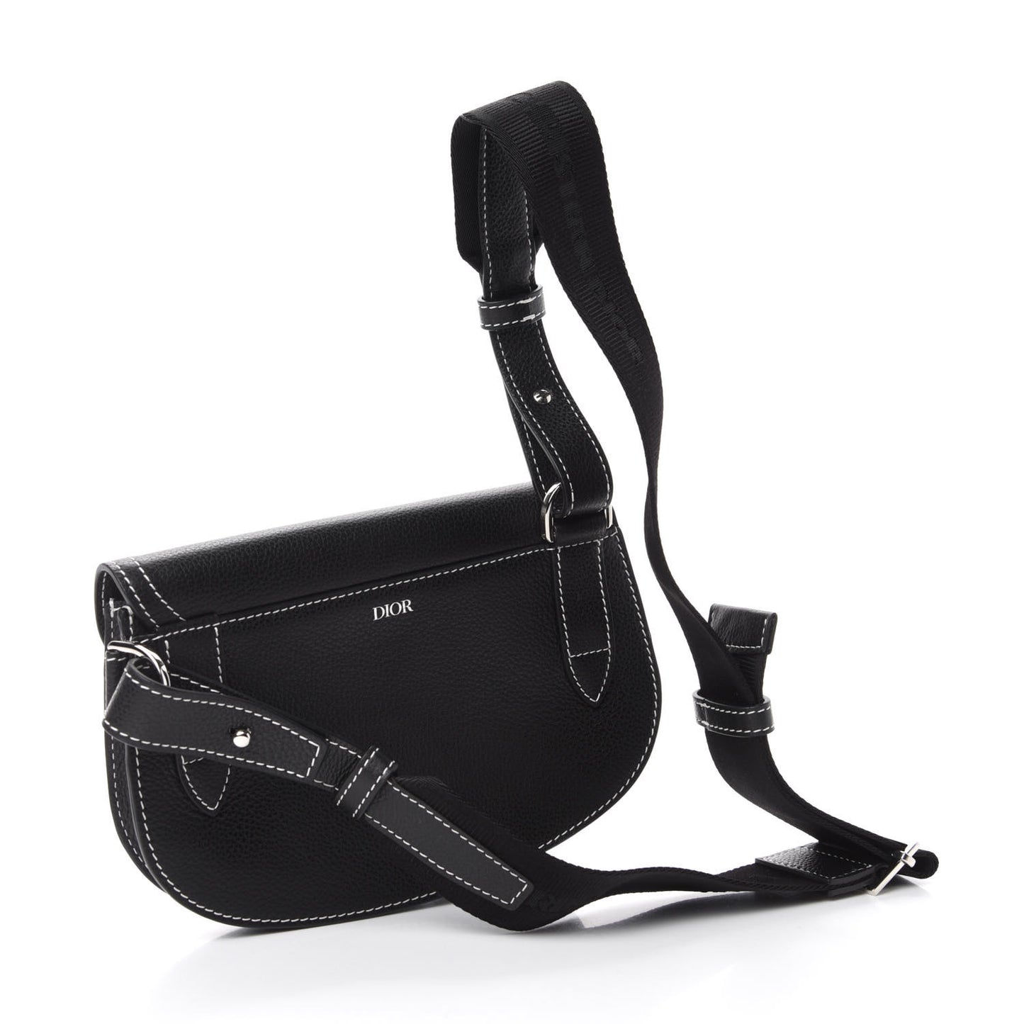 X KAWS Grained Calfskin Saddle Pouch Black