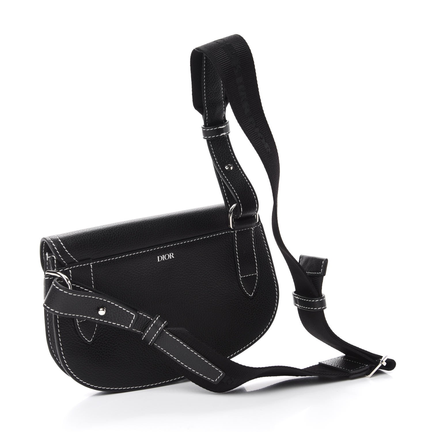 Christian Dior X KAWS Grained Calfskin Saddle Pouch Black 2 of 8