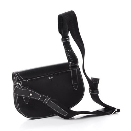 Christian Dior X KAWS Grained Calfskin Saddle Pouch Black 2 of 8