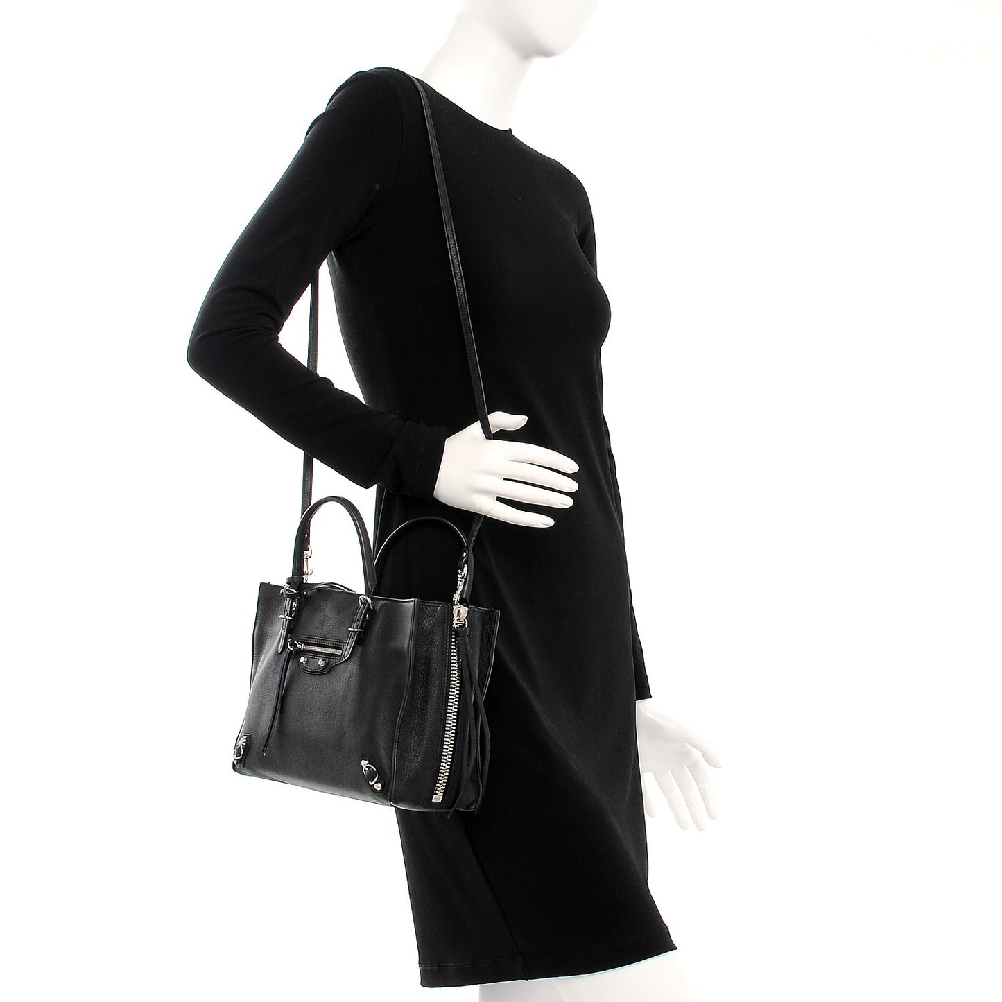 Calfskin Papier Mini A4 Zip Around Tote Black Chartreuse