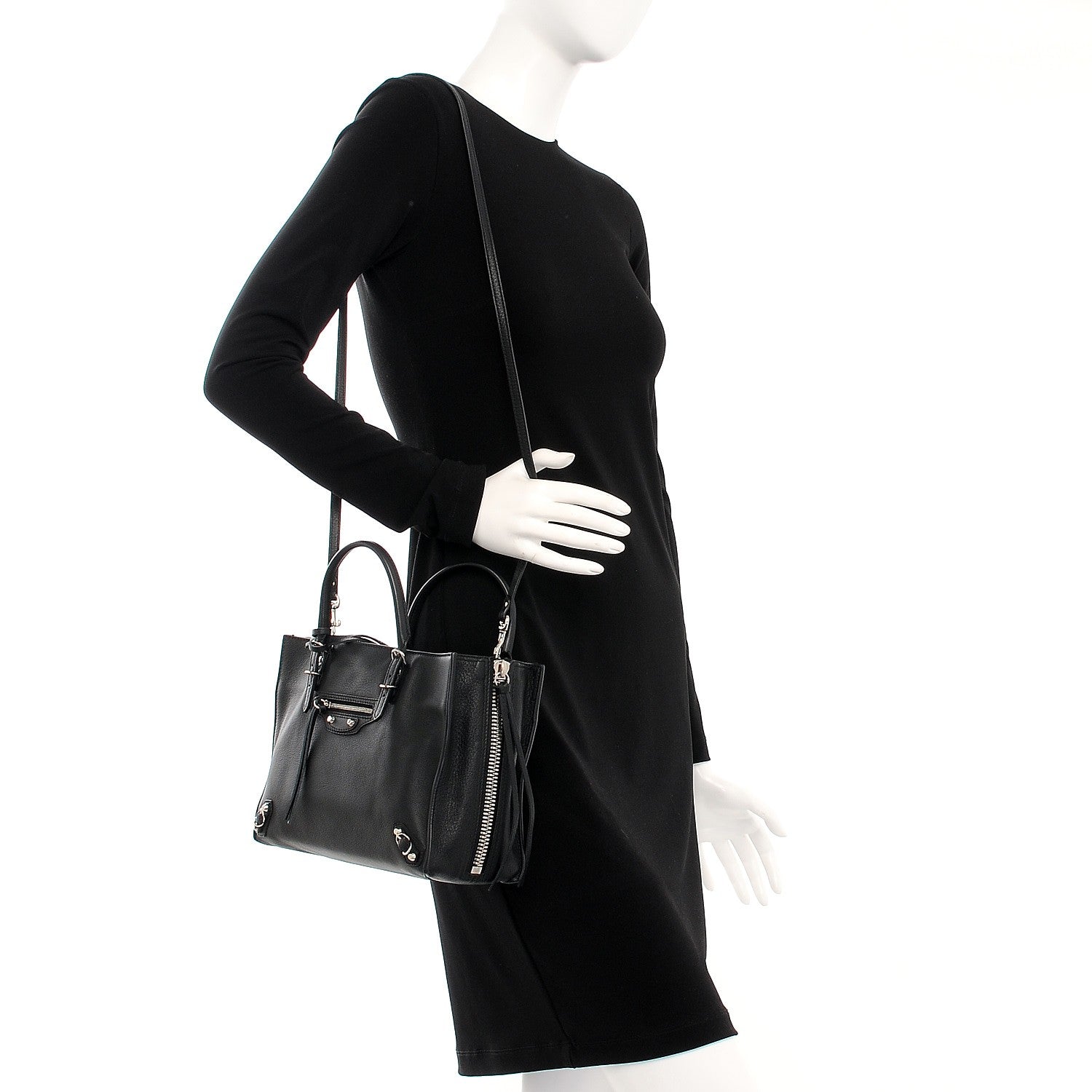 Balenciaga Calfskin Papier Mini A4 Zip Around Tote Black Chartreuse 3 of 9