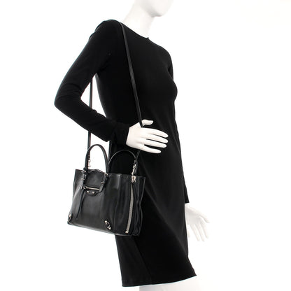 Balenciaga Calfskin Papier Mini A4 Zip Around Tote Black Chartreuse 3 of 9
