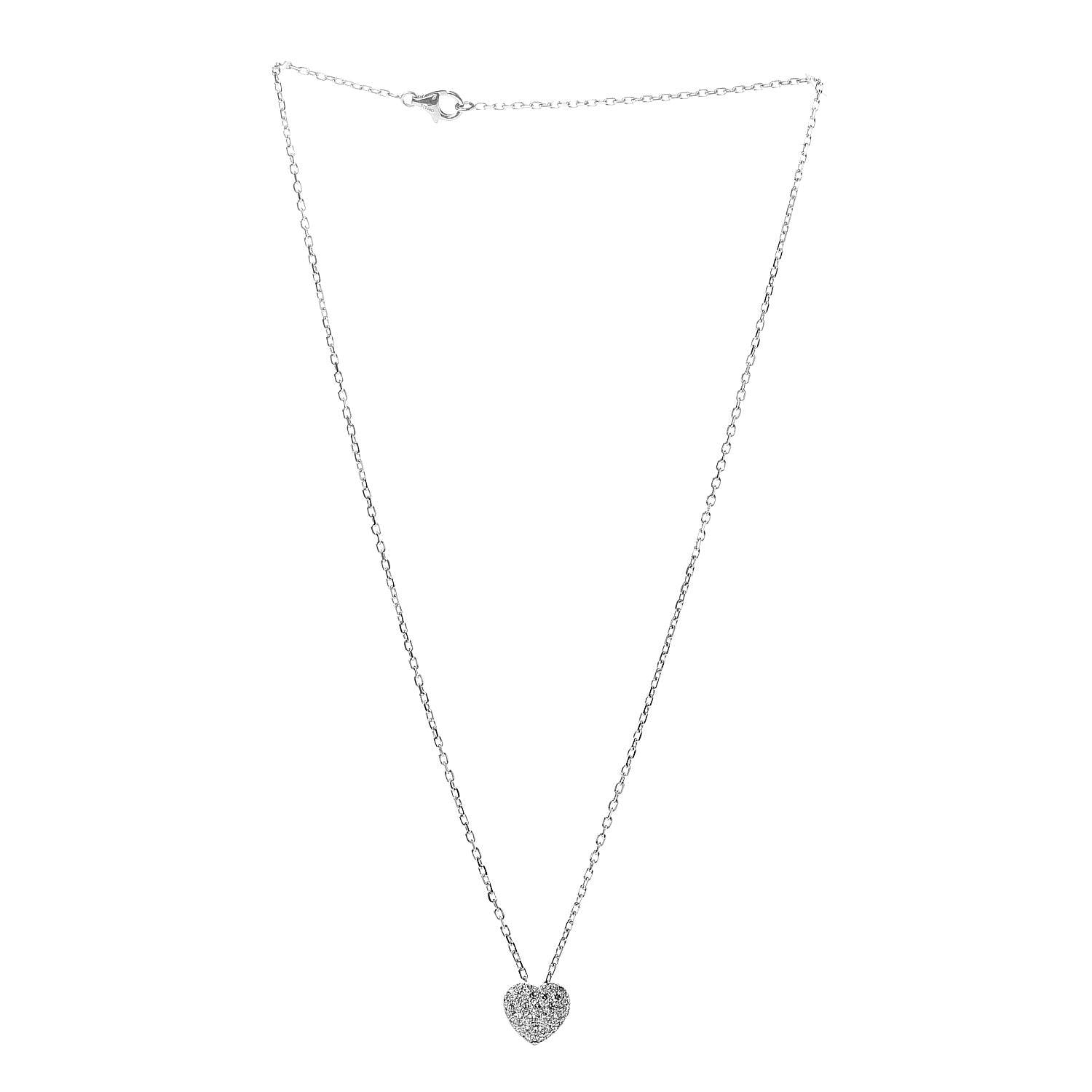 Cartier 18K White Gold Diamond Medium Heart Paved Pendant Necklace 3 of 7
