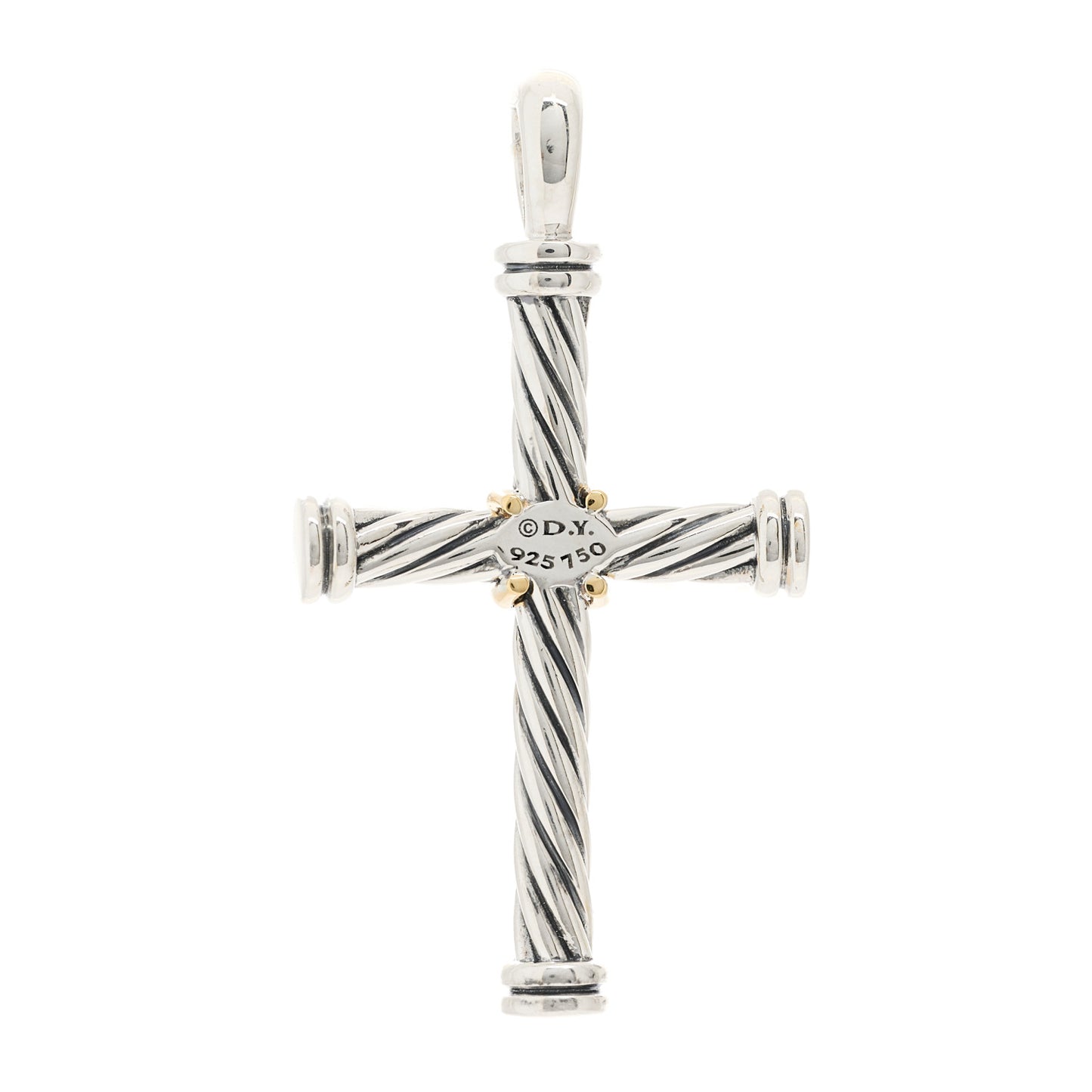 Sterling Silver 18K Yellow Gold 19.8mm Thoroughbred Cross Pendant