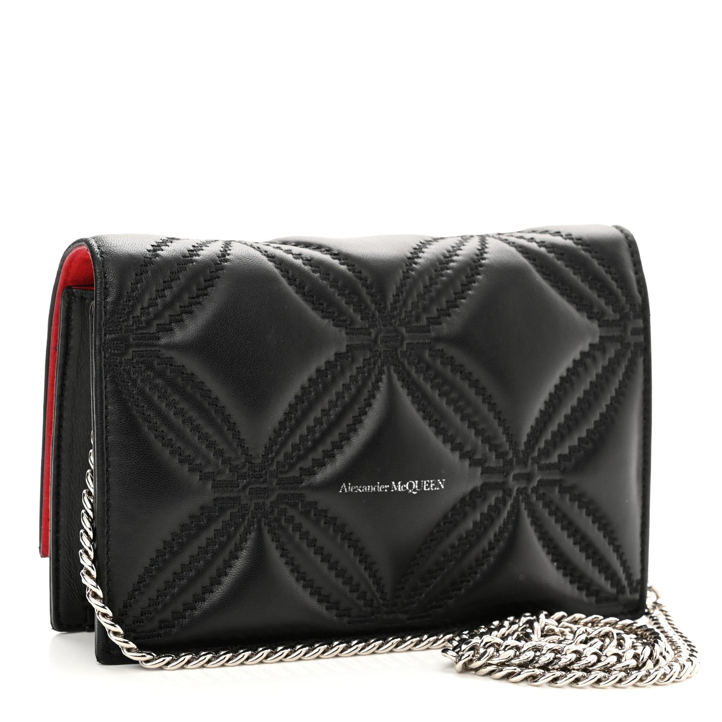 Lambskin Floral Stitched Skull Mini Crossbody Bag Black