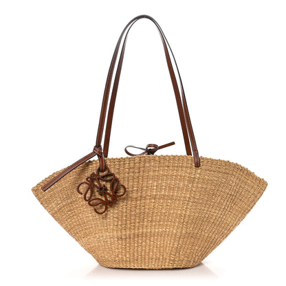 Loewe Calfskin Raffia Paulas Ibiza Small Basket Tote Bag Natural Tan 1 of 9