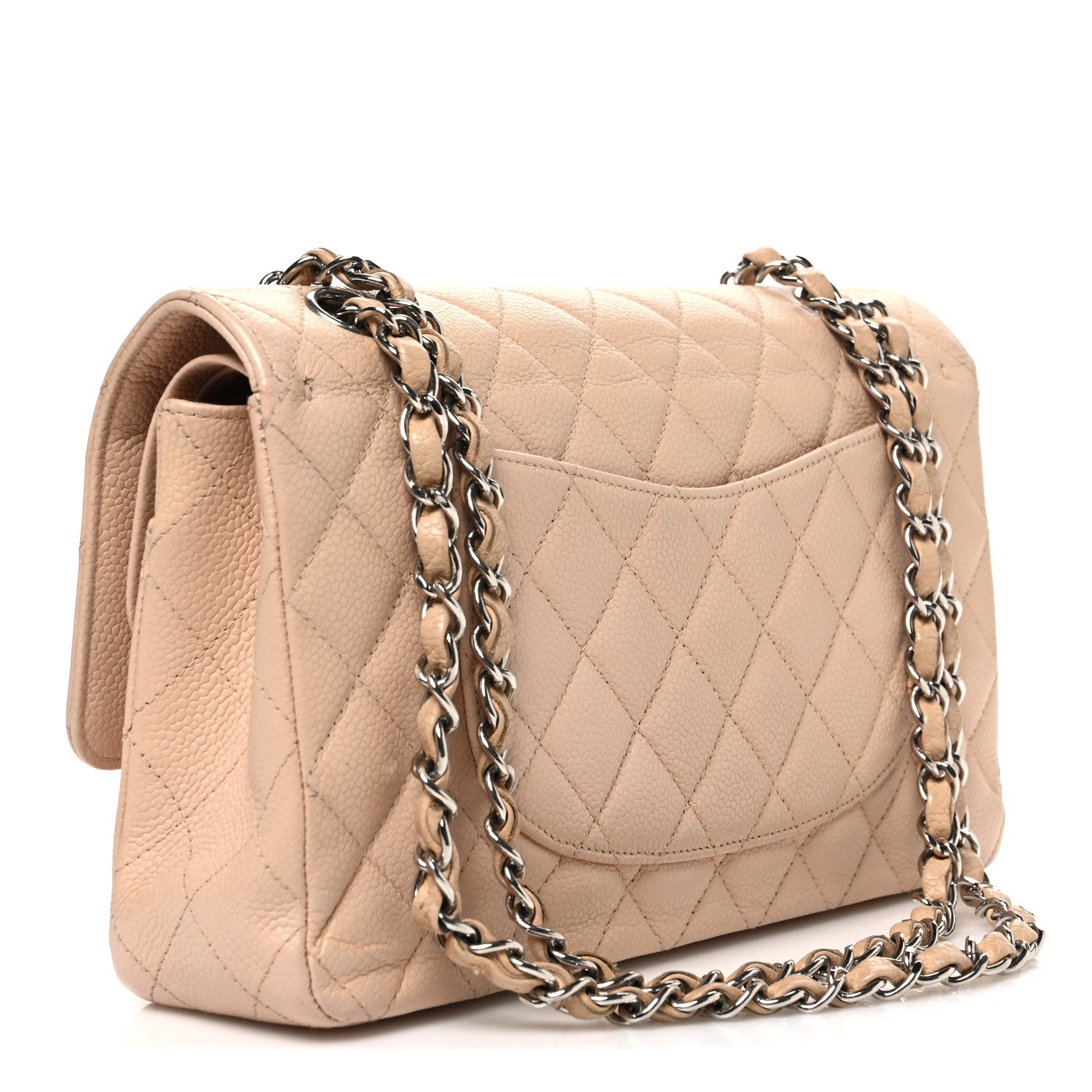Chanel Caviar Quilted Medium Double Flap Beige 2 of 9