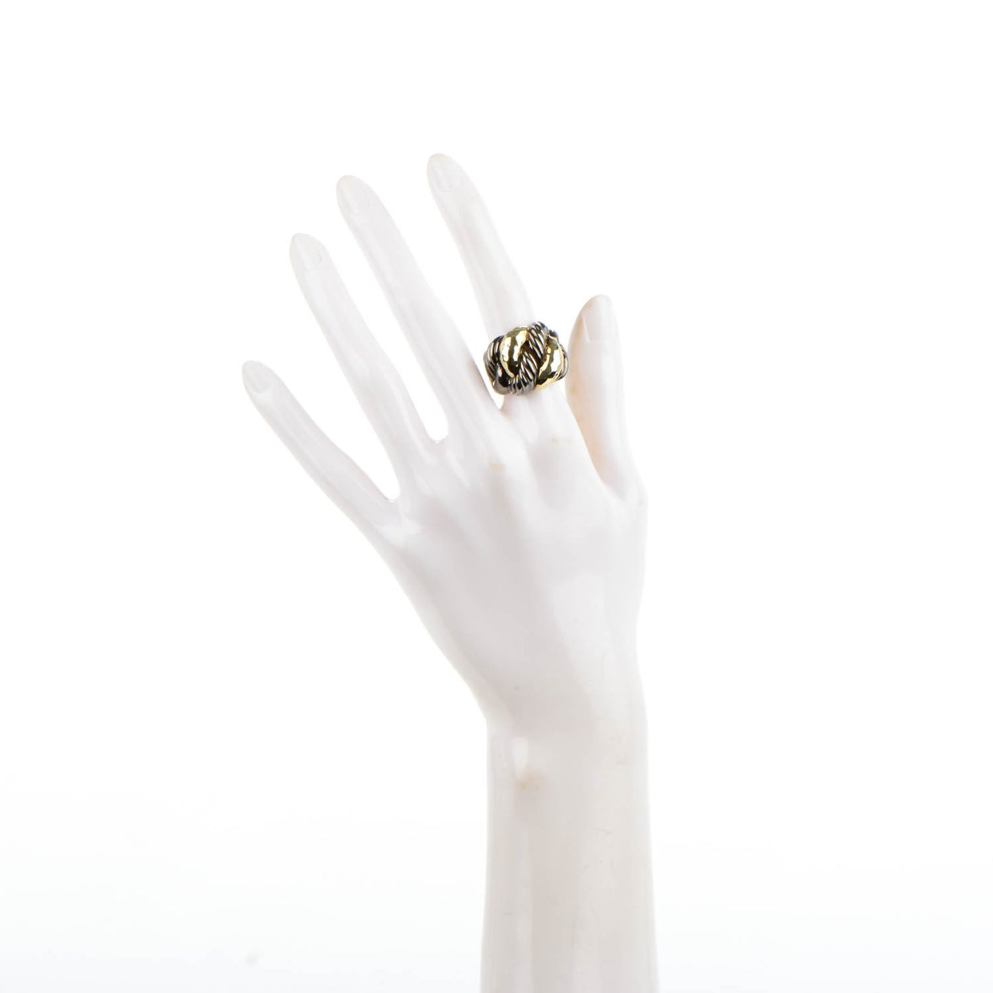 Darkened Sterling Silver 18K Yellow Gold 20mm Cordelia Ring 5.25