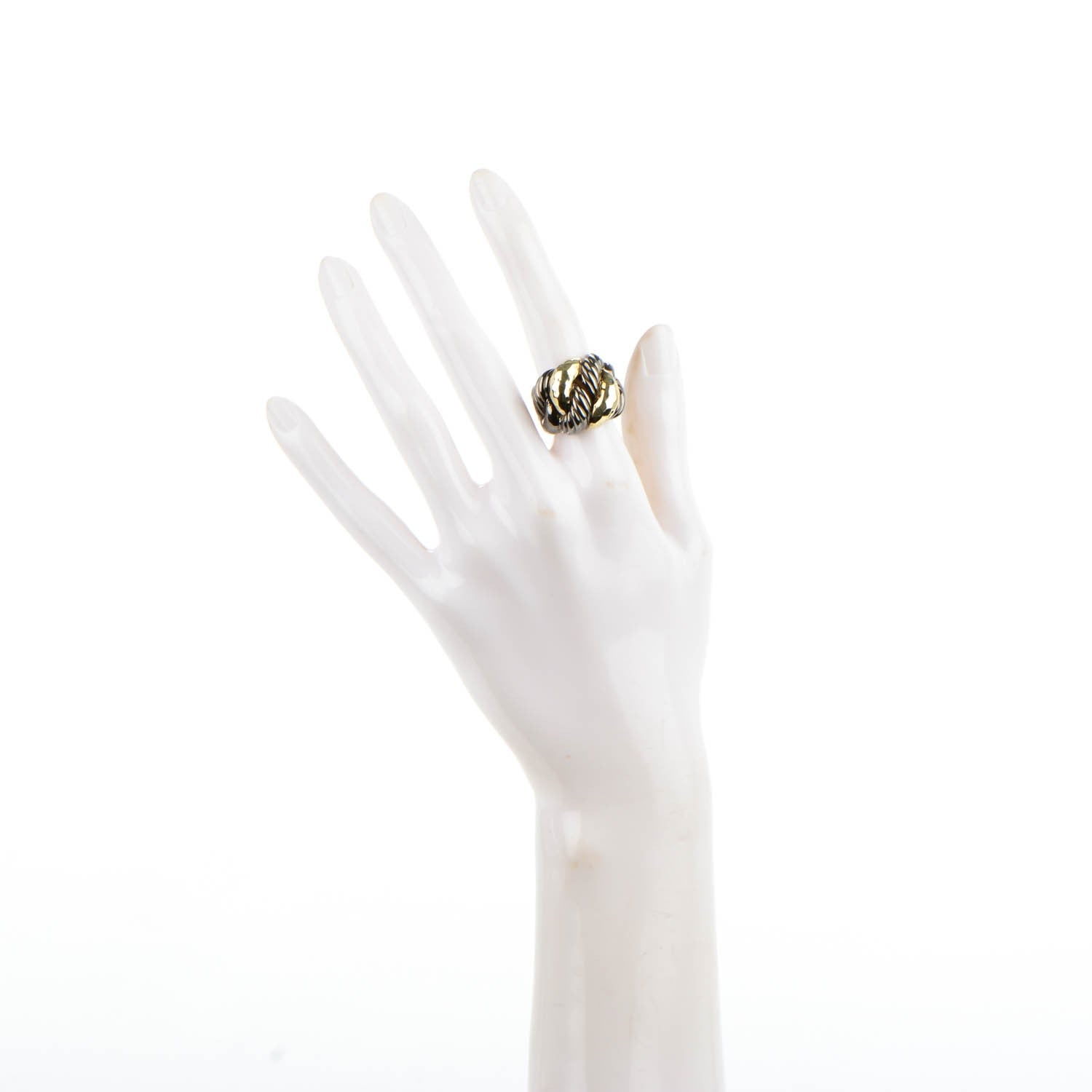 David Yurman Darkened Sterling Silver 18K Yellow Gold 20mm Cordelia Ring 5.25 2 of 6