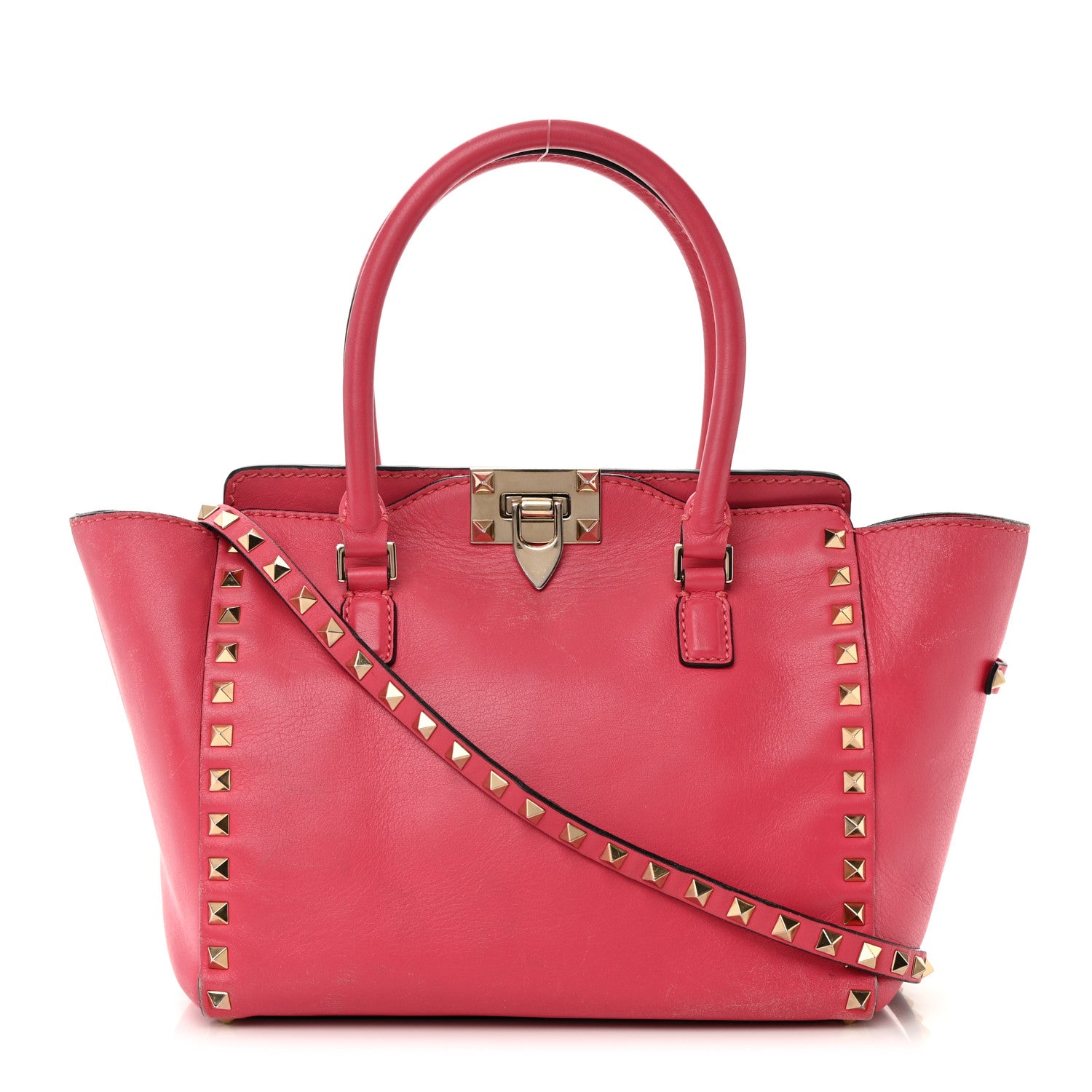 Valentino Garavani Vitello Small Rockstud Double Handle Tote Framboise 1 of 33