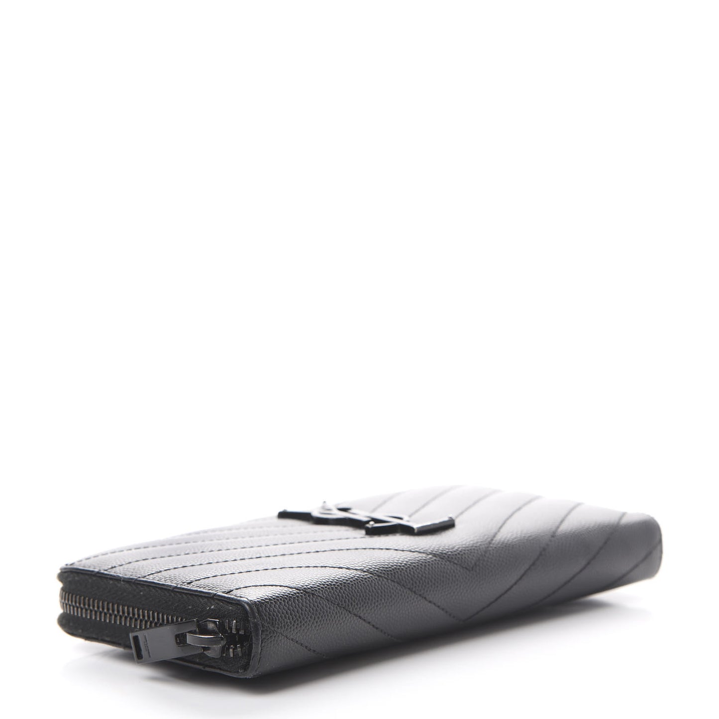 Grain De Poudre Matelasse Chevron Monogram Zip Around Wallet Black